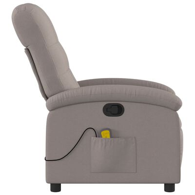 vidaXL Poltrona de massagens reclinável tecido cinzento-acastanhado