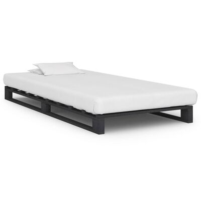 vidaXL Estrutura de cama em paletes pinho maciço 90x200 cm cinzento