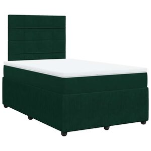 vidaXL Cama boxspring com colch&atilde;o 120x190 cm veludo verde-escuro