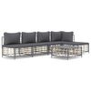 vidaXL 6 pcs conjunto lounge de jardim c/ almofad&otilde;es vime PE antracite
