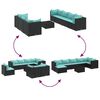 vidaXL 8 pcs conjunto lounge de jardim c/ almofad&otilde;es vime PE preto