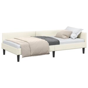 vidaXL Estrutura de Cama de Canto com cabeceira Creme 100 cm x 200 cm