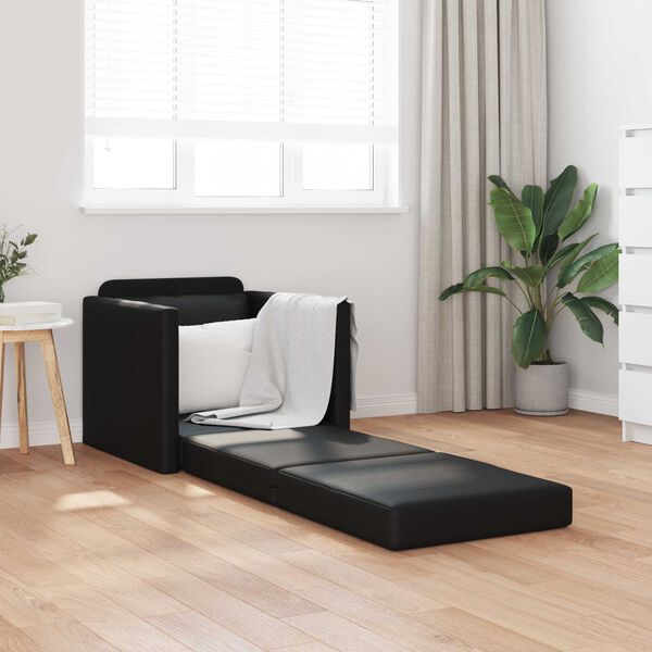 vidaXL Sof&aacute;-Cama 60cm Preto Couro Artificial