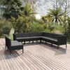 vidaXL 9 pcs conjunto lounge de jardim c/ almofad&otilde;es vime PE preto