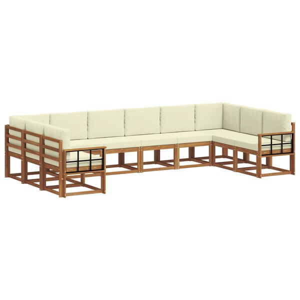 vidaXL Conjunto de Sof&aacute;s para Exterior 10 pcs Natural e Creme