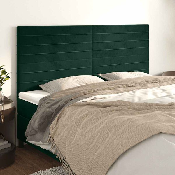 vidaXL Cabeceira Verde Escuro 160x5x118/128 cm Veludo