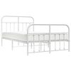 vidaXL Estrutura de cama com cabeceira e p&eacute;s 120x190 cm metal branco