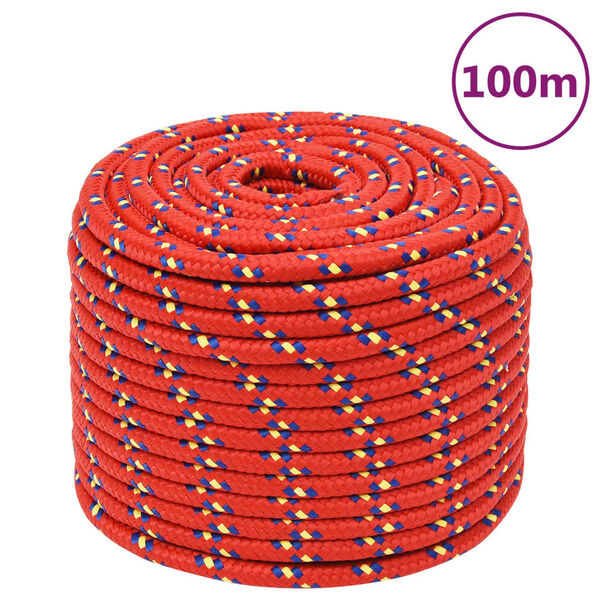 vidaXL Corda de barco 12 mm 100 m polipropileno vermelho
