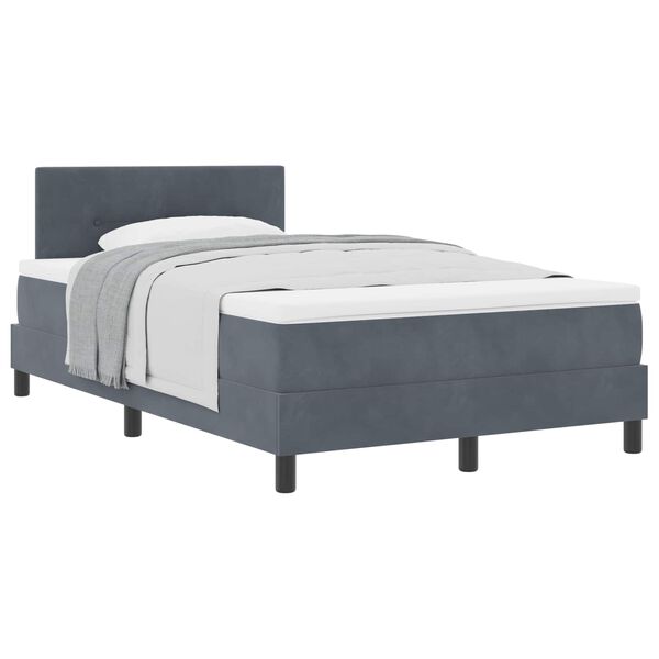 vidaXL Cama Box com colch&atilde;o Cinza Escuro 120 x 190 cm Veludo