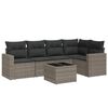 vidaXL 6 pcs conjunto sof&aacute;s de jardim com almofad&otilde;es vime cinzento