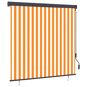 vidaXL Estores de rolo Branco e Laranja 180 x 250 cm Tecido e Alum&iacute;nio