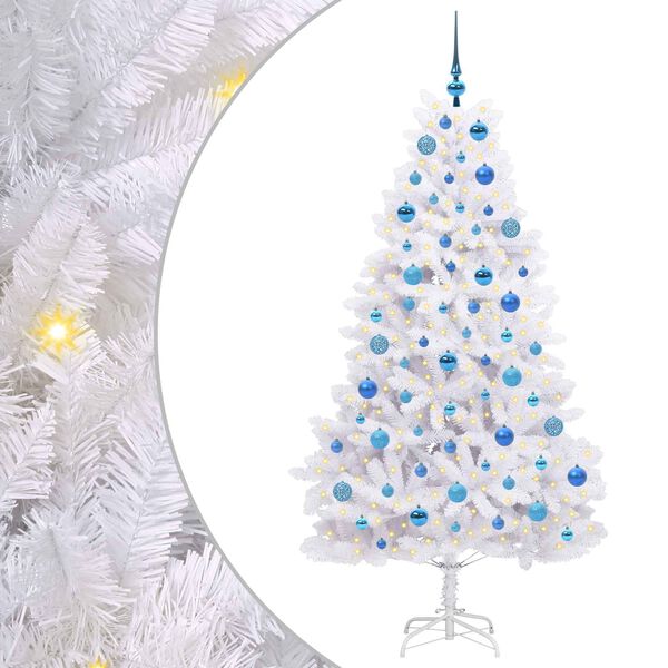 vidaXL &Aacute;rvore de Natal Articulada Artificial Branco 180 cm PVC e A&ccedil;o