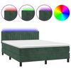 vidaXL Cama box spring c/ colch&atilde;o/LED 140x200 cm veludo verde-escuro