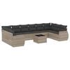 vidaXL 11 pcs conjunto sof&aacute;s de jardim c/ almofad&otilde;es vime PE cinzento