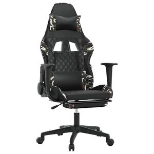 vidaXL Cadeira gaming c/ apoio p&eacute;s couro artificial preto e camuflado