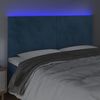 vidaXL Cabeceira cama c/ luzes LED veludo 180x5x118/128cm azul-escuro