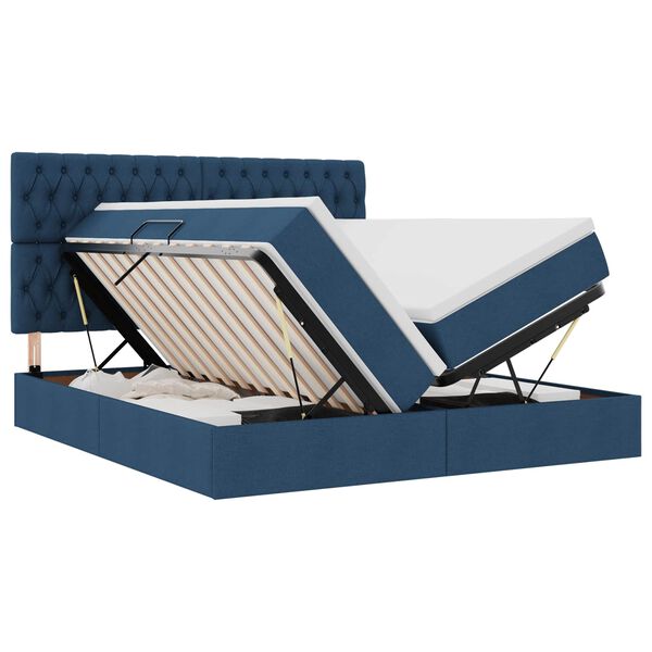 vidaXL Cama com Armazenamento Azul 180 x 200 cm Couro Sint&eacute;tico