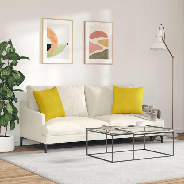vidaXL Travesseiros de Sofá 2 pcs Amarelo 45 x 45 cm
