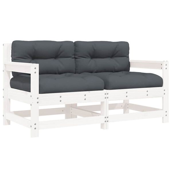 vidaXL Cadeiras de jardim c/ almofadões 2 pcs pinho maciço branco