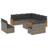 vidaXL 12 pcs conjunto de sof&aacute;s jardim c/ almofad&otilde;es vime PE cinzento