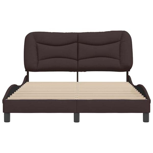 vidaXL Estrutura de cama sem colch&atilde;o Hvar 140x200 cm tecido castanho-escuro