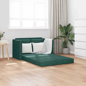vidaXL Sof&aacute;-cama sem p&eacute;s 112x174x55 cm tecido verde-escuro