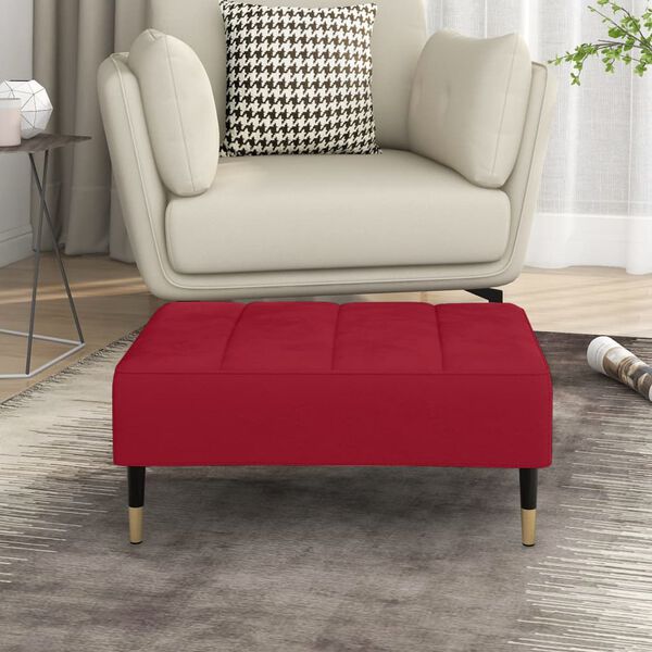 vidaXL Apoio de p&eacute;s 78x56x32 cm veludo vermelho tinto