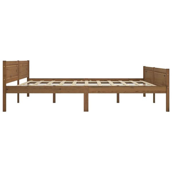 vidaXL Estrutura de cama 200x200 cm pinho maci&ccedil;o castanho mel