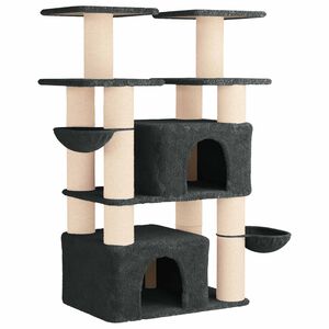 vidaXL &Aacute;rvore para gatos com postes de sisal Cinzento-Escuro 147 cm
