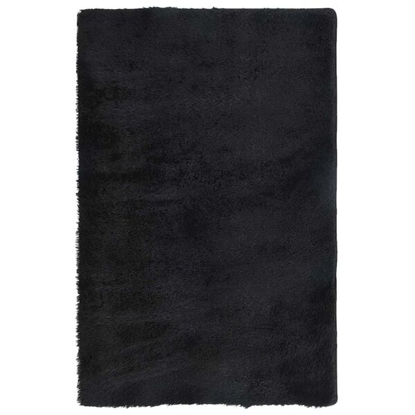 vidaXL Tapete shaggy de pelo alto NAVARRA 130x200 cm poli&eacute;ster preto
