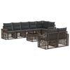 vidaXL Conjunto de Sof&aacute; de Jardim 9 unid. Cinza e Cinza Escuro vime PE