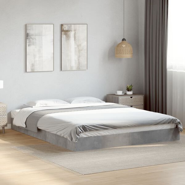 vidaXL Estrutura de cama 150x200 cm derivados de madeira cinza cimento