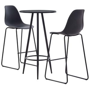 vidaXL 3 pcs conjunto de bar plástico preto