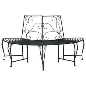 vidaXL Banco de &Aacute;rvore 4-N&uacute;mero de lugares 160 x 80 x 89 cm A&ccedil;o Preto
