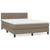 vidaXL Cama com molas/colch&atilde;o 140x200 cm tecido castanho-acinzentado