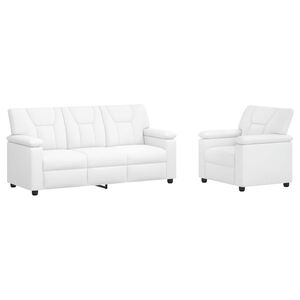 vidaXL Conjunto de Sof&aacute;s 2 pcs Branco Couro Sint&eacute;tico