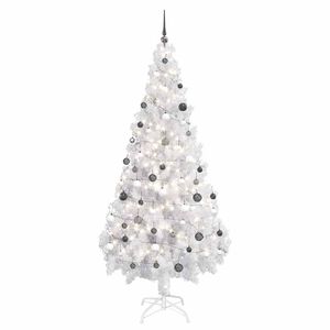 vidaXL &Aacute;rvore Natal artificial pr&eacute;-iluminada c/ bolas PVC branco