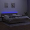 vidaXL Cama box spring colch&atilde;o/LED 200x200cm tecido cinza-acastanhado