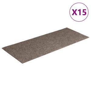 vidaXL Tapetes de escada autoadesivos 15 pe&ccedil;as 60x25 cm bege retangulares