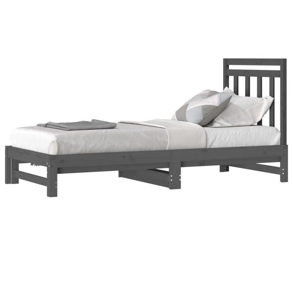 vidaXL Sof&aacute;-cama de puxar 2x(90x200) cm pinho maci&ccedil;o cinza