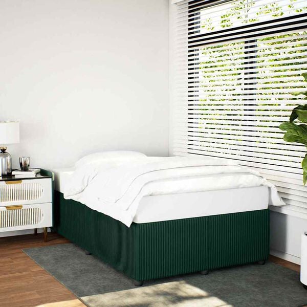 vidaXL Estrutura de cama sem colch&atilde;o 120x200 cm veludo verde-escuro