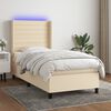 vidaXL Cama box spring c/ colch&atilde;o e LED 100x200 cm tecido cor creme