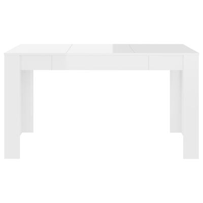 vidaXL Mesa de jantar 140x74,5x76 cm contraplacado branco brilhante