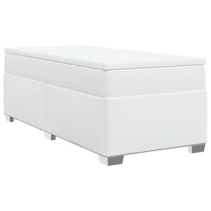 vidaXL Cama com molas/colch&atilde;o 100x200 cm couro artificial branco
