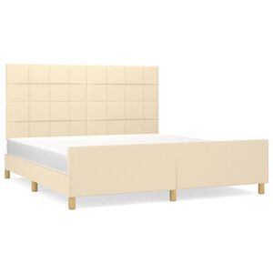 vidaXL Estrutura de cama sem colch&atilde;o 180x200 cm tecido cor creme