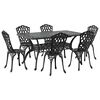 vidaXL Conjunto de Jantar para Jardim 7 unid. Preto Alum&iacute;nio