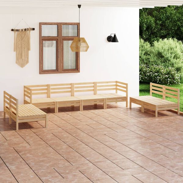vidaXL 8 pcs conjunto lounge de jardim pinho maci&ccedil;o