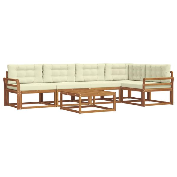 vidaXL Conjunto de Sof&aacute;s para Exterior 6 pcs Natural e Creme