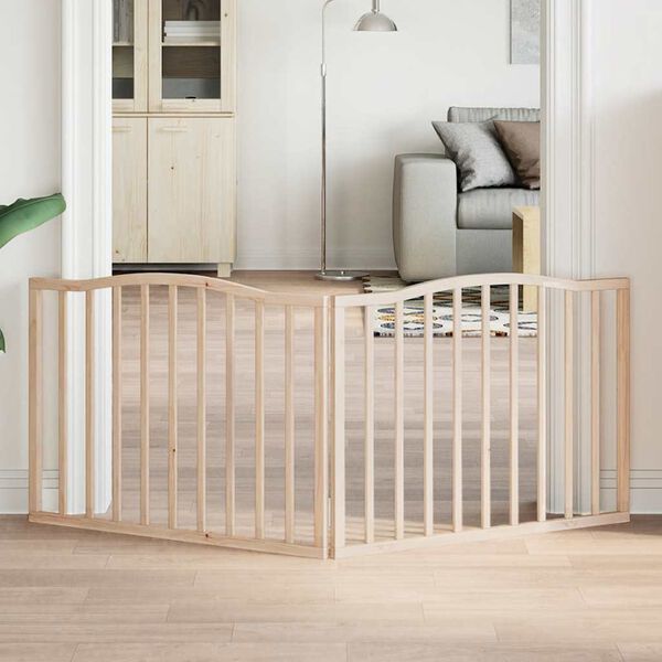 vidaXL Port&atilde;o para c&atilde;es dobr&aacute;vel 2 pain&eacute;is 160 cm madeira de &aacute;lamo