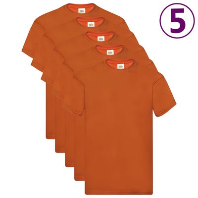 Fruit of the Loom T-shirts originais 5 pcs algodão XL laranja